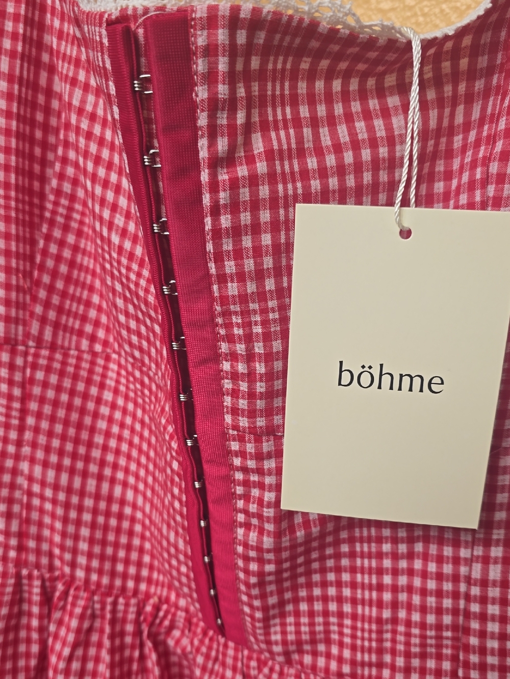 NWT Bohme Kenzie Plaid Midi Dress in Red Size Large=10 - Picture 4 of 17